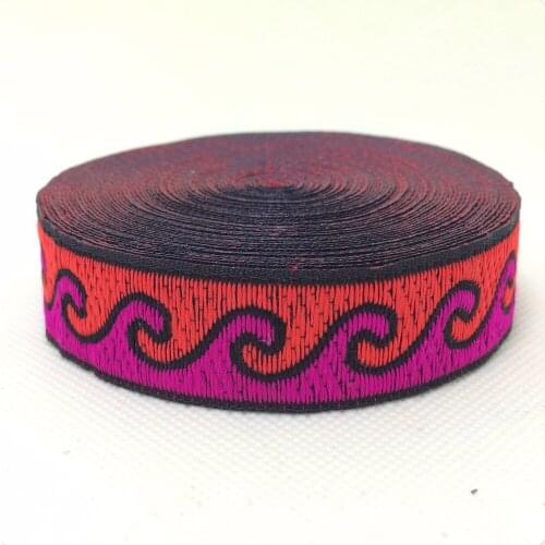 2015 NEW 3/4"20mm 8yard/set Double color wave lace Woven Jacquard ribbon hair bow DIY handmade Fluorescent color orange/fuschia