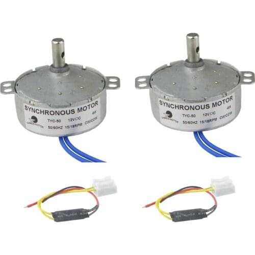 CHANCS 2PCS Synchronous Motor TYC-50 12V DC 15-18RPM CW/CCW Slow Speed Electric Motor for Electric Fireplace