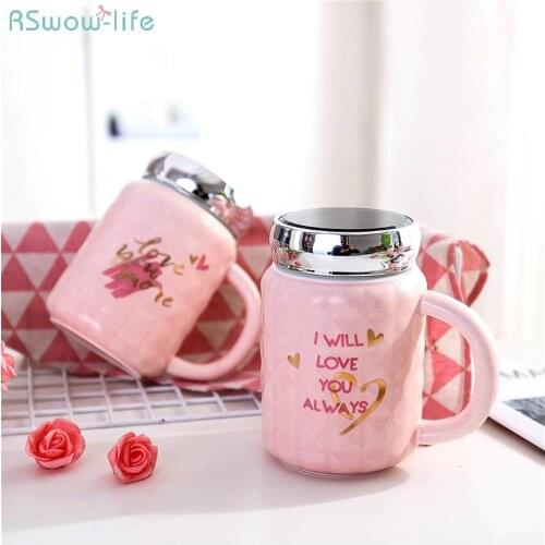 Mark Cup Office Household Drinking Water Cup Lovers Student Pink Cute Girl Ceramic Coffee Milk Travel Mugs Morphe Gift Creative