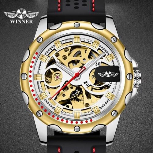 2020 New WINNER Retro Skeleton Male Watch Mechanical Automatic Steel Strap Design Casual Male Wristwatch Relogio Masculino