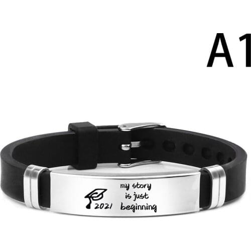 Black multi-fashion stainless steel 2021 my story is just just beginning silicone bracelet