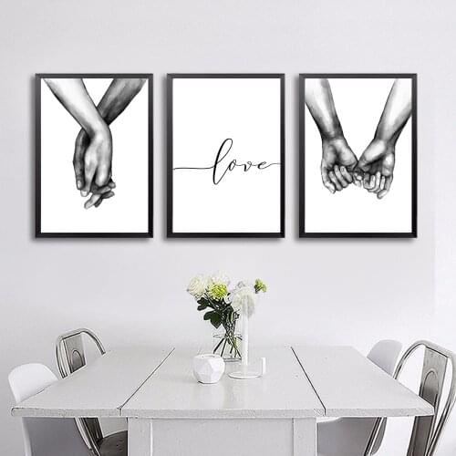 Black And White Hand Drawing Love Canvas Painting Poster And Print Wall Pictures For Living Room Bedroom Decor Cuadros Mural