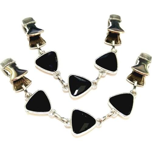 Black Crystal Cape Cloak Clasps Women Clothes Clip Cardigan Sweater Guard Brooch Pins Shawl Clips Clothes Clamps
