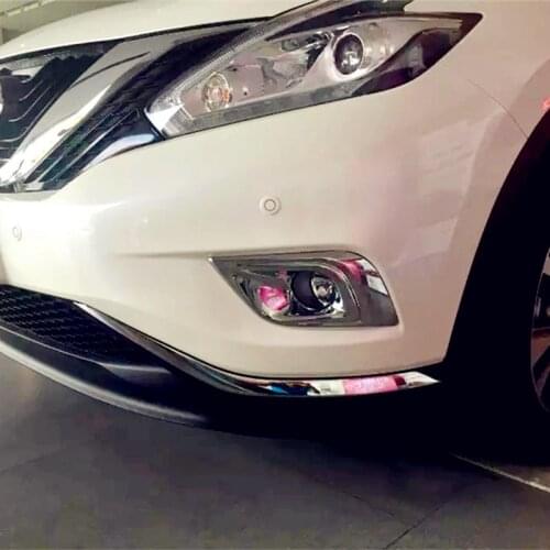 For Nissan Murano 2015 2016 2pcs Chrome Car Exterior Front Fog light Lamp Cover Trim Shade Frame Protectors