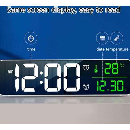 Electronic LED Digital Large Display Morning Alarm Clock Music Brightness USB Rechargeable Clock Snooze Timer for Home