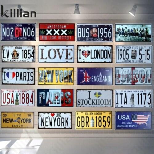 City Metal Plaque Country Metal Plate Text Metal Painting Digital Metal Poster Guitar Tin Sign Bar Club Home Decoration