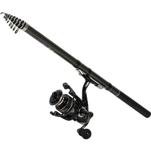 1.8M 2.1M 2.4M 2.7M 3.0M 3.6M Carbon Telescopic Fishing Rod and reel Set M Power Sea rod Travel Mini Rock Spinning Fishing Rods