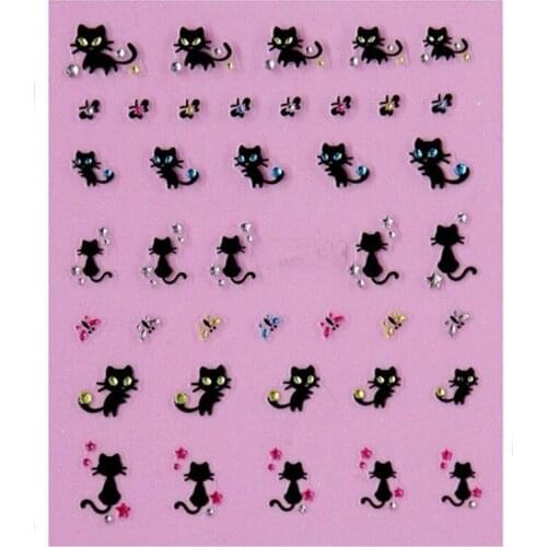 Creative Designs 3D Nail Sticker Nail Art Stickers Decals Nail Decoration Diamond Cat Butterfly Design Decorations Levet DIY Tip