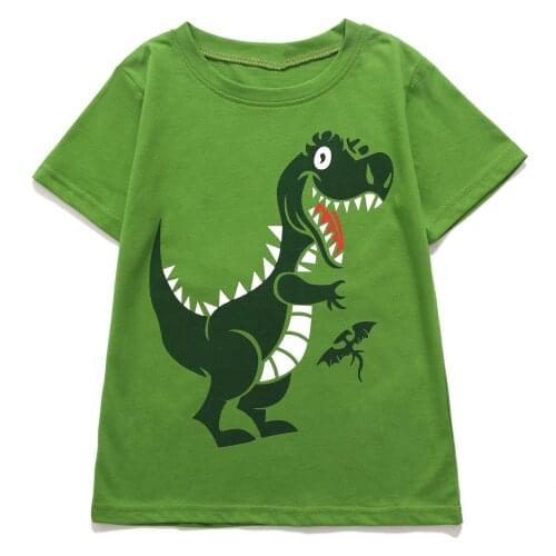 Summer Baby Boys T Shirt Dinosaur Print Short Sleeve Cotton Tops Tees T Shirt For Kids Children Casual Sport Clothes