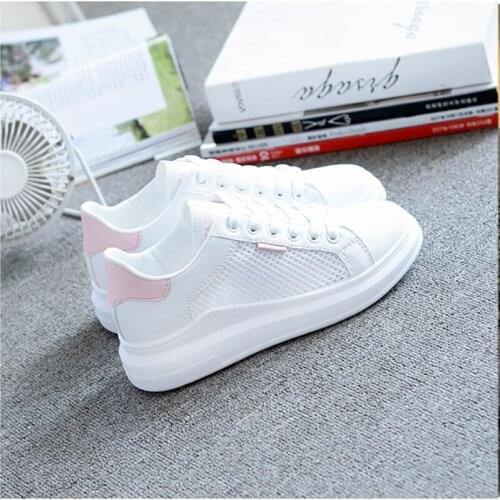 Summer Hollow Womens Vulcanized Shoes Breathable Mesh Low-top Sports Casual Shoes for Women Non-slip Wear-resistant Sneakers
