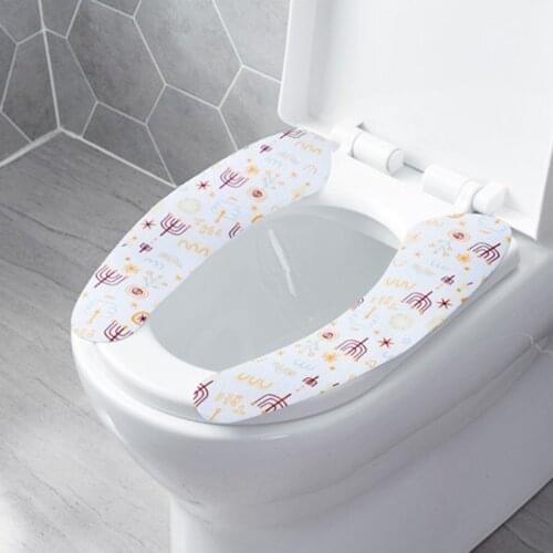 Lovely Floral Toilet Seat Cover Washroom Washable Health Sticky Toilet Mat Pad Household Reuseable Soft Toilet Seat Covers