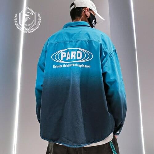 Men Fashion Loose Print Casual Patchwork Hip Hop Shirt