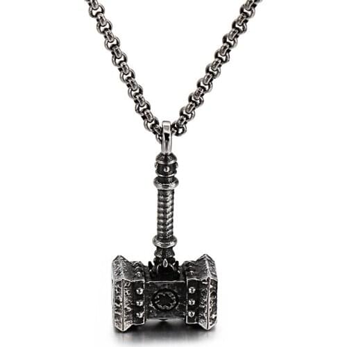 European and American retro Thors Hammer Vajra Skull Power Socket Mens Titanium Steel Pendant