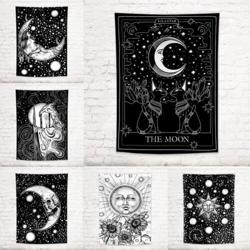 Sun Moon Tapestry Wall Hanging Hippie Witchcraft Psychedelic Farmhouse Decor Tapestries Bohemian Home Art Psychedelic Decor