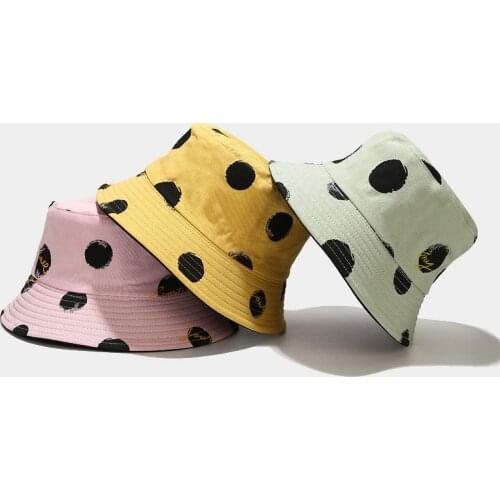 New Polka Dot Bucket Hat Mens Fisherman Hat Sun Protection Hat Summer Outdoor Beach Cap Unisex Womens Panama Bob Cap