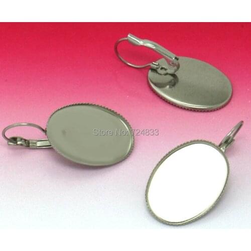Blank Stainless Steel Clip Hook Earrings Bases with inner 18x25mm Oval Bezel Cabochon Wire Ear Clip Earrings Settings Findings