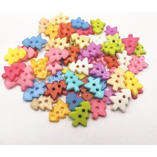100pcs Mixed Christmas Tree Buttons Resin 2 Holes Xmas Sewing Button For Scrapbooking Embellishments