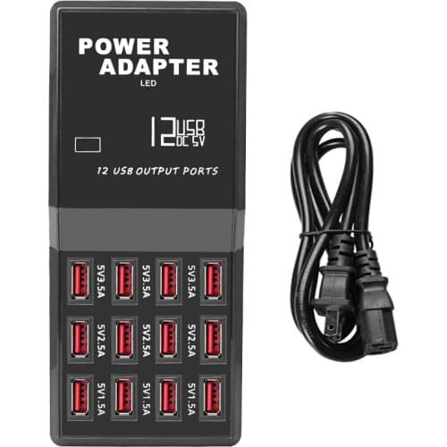 12 Port Fast USB Charging Port Power Strip Adapter Wall Travel Desktop Charger for Mobile Phone Tablet