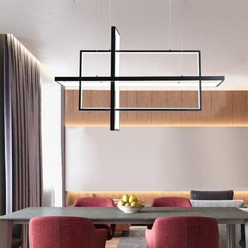 LED Minimalist Luminaires Dining Room Pendant Chandelier Modern Creative Rectangle Nordic Kitchen Bedroom Bar Home Hanging Lamp