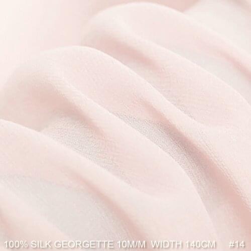100% SILK Georgette Fabric Pure Silk Fabric 10 momme 140cm Width Wedding Dress Silk Gauz Fabric Free Shipping BabyPink Color 14