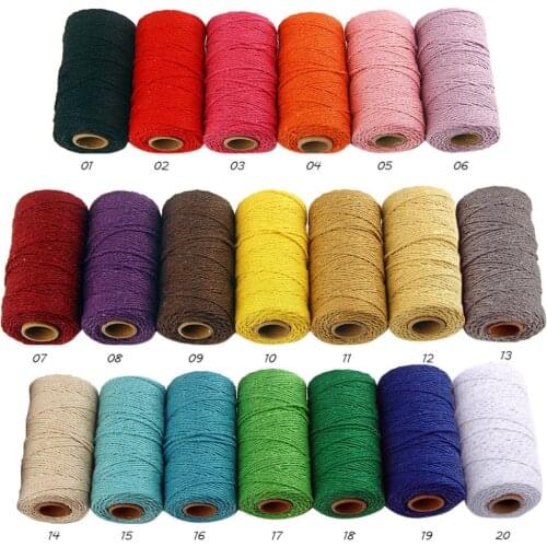 Rope Twisted-Cord 100% Cotton rope colorful twine macrame cord string thread for party wedding decoration accessory DIY cord