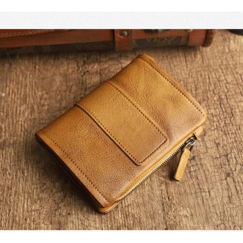 Vintage Women Leather Wallet Short Slim Male Purses Money Credit Card Holders Men Wallet
