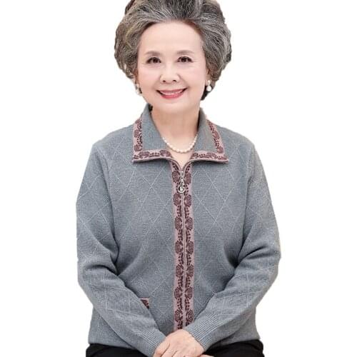 High-end Cashmere Sweater Womens Sweater Coat Middle-aged and elderly Women Sweaters Cardigan Mother Zipper Jacket Outerwear