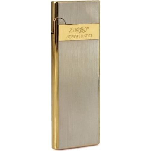 ZORRO Ultimate Justice Metal Ultra-thin Gasoline Lighter Easy to Put in Cigarette Case Windproof Super Endurance Cook Accessory