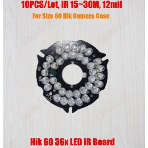 10PCS/Lot 36x LED Board IR 15m~30m 12mil PCB Infrared Night Vision for HIK Size 60 Mini IR Bullet CCTV Camera Case