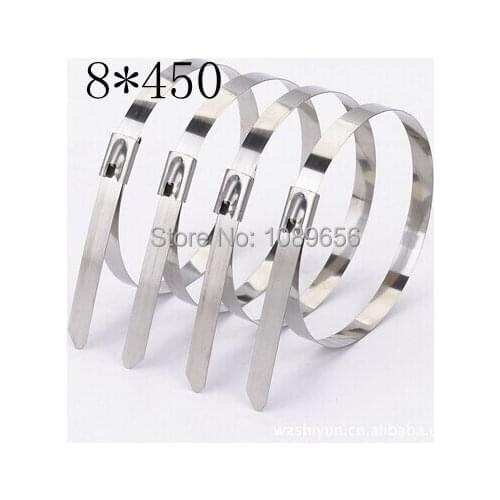 100PCS 8*450mm 8x450mm stainless steel zip CABLE TIES LOCK TIE WRAP Fire Resistance