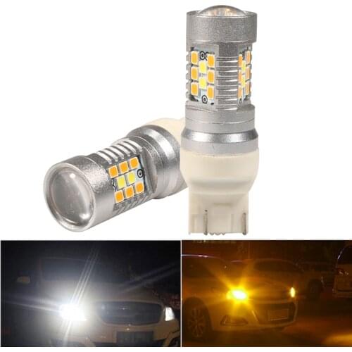 NHAUTP 2Pcs 1157 BAY15D T25 P27/7W T20 7443 W21/5W Dual Color Switchback LED Bulbs for DRL Turn Signal Lights White to Amber
