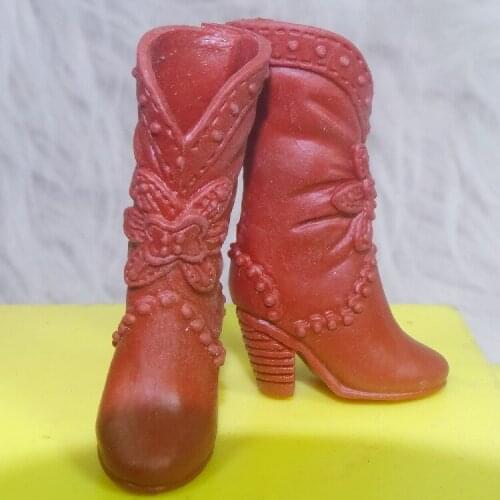 2019 New doll Accessories Original shoes for barbie doll,1/6 Fashion Genuine Brown high heel boots for barbie doll