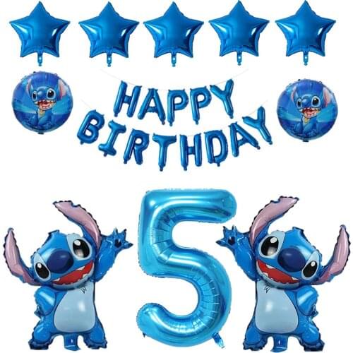 23PCS Disney Baby Lilo & Stitch Balloons Happy Birthday Party Decorations Happy Birthday Banners Party Decor Boy Toy Balloons