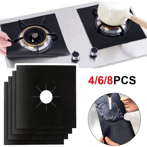 4PC/6PC/8PC with Gas Burner Cover, Non-stick Boiler Burner Lining Kitchen Gas Stove Protector, Cut, Dishwasher Safe, Easy to Cle
