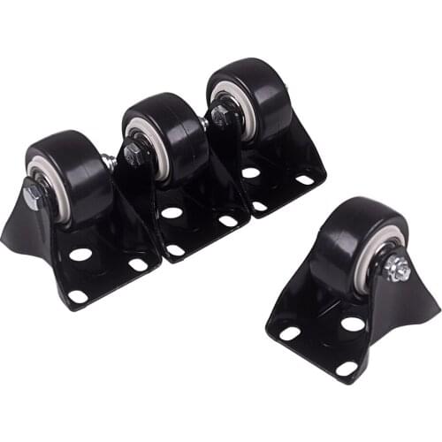 4Pcs 1.6 Inch Dia Heavy Duty 200KG Black Polyurethane Fixed Castor Wheels Trolley Furniture Caster