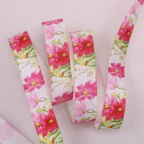5/8" fold over elastic printed with floral pattern 100yards per roll for garment