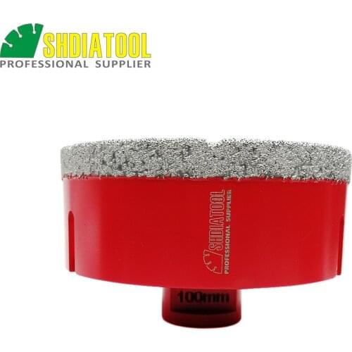 SHDIATOOL 1pc M14 Dia 100mm Vacuum Brazed Diamond Drill Core Bit Drilling Bit For Porcelain Tile Granite Marble Stone Hole Saw