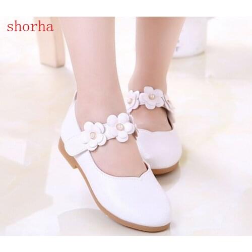 White Pink Kids Baby Toddler Flower Children Wedding Party Dress Princess Leather Shoes For Girls School Dance Shoes