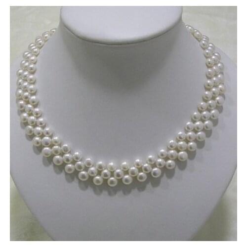 Noble women gift Jewelry Clasp Natural GW Fine GW Noble 7-8 mm AAA White Oblate Shape Pearl Necklace