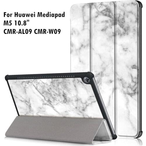 Fashion Printings Foldable Smart Cover for Huawei Mediapad M5 10.8 CMR-AL09 CMR-W09 Ultra Slim Thin PU Leather Tablet Stand Case