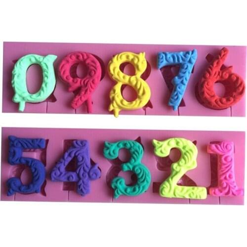 Food Grade Silicone Cake Stamp Moulds 3D Numbers Cookies Chocolate DIY Baking Fondant Cake Decorating Tools For Birthday Party