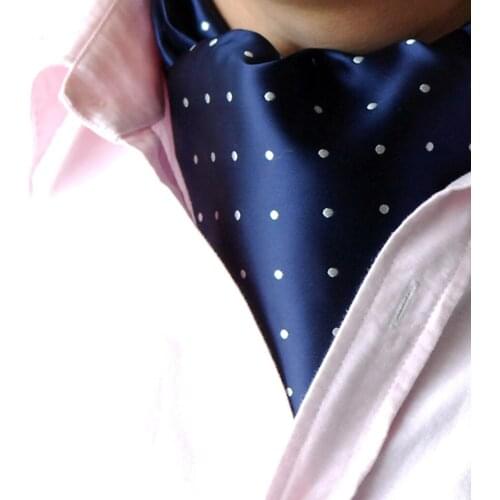 Mens Fashion Cravat Self Tie Polka Dot Jacquard Woven Luxury Ascot Necktie