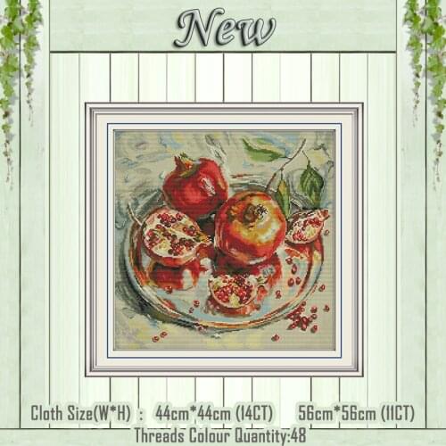 Pomegranate fruits paintings counted printed on the canvas DMC 11CT 14CT kits DIY chinese Cross Stitch embroider needlework Sets