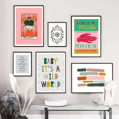 Canvas Painting Rainbow Fortune Teller The Lovers Tarot Prints Posters Wall Art Living Room Decoration Nordic Modern Home Decor