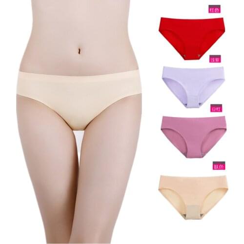 3 Pieces M-4XL Super Big Women Panties Ice Silk Seamless Crotch Red Underwear Llingerie Femme Sexy Briefs