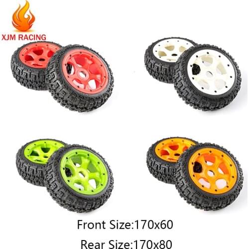Front & Rear Wasteland Tyres Set with Nylon Wheel Hub Kit for 1/5 Hpi Rovan Km Mcd Gtb Racing Baja 5b Ss Truck Rc Car Toys Parts