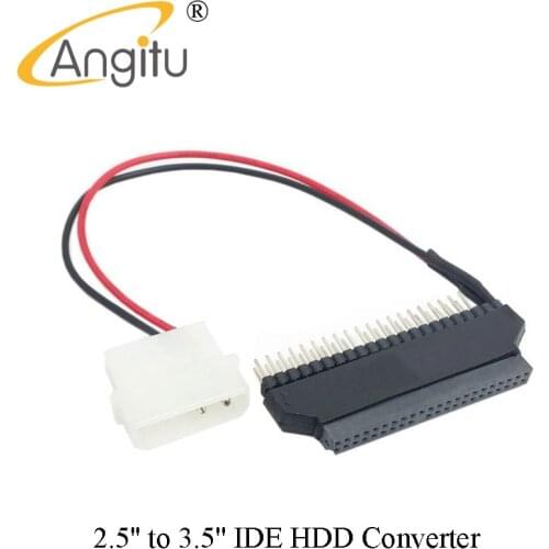 Angitu Laptop 2.5" IDE to 3.5" IDE Adater Converter IDE 2.5 To 3.5 44Pin to 40pin HDD Hard Drive Disk with Power Cable
