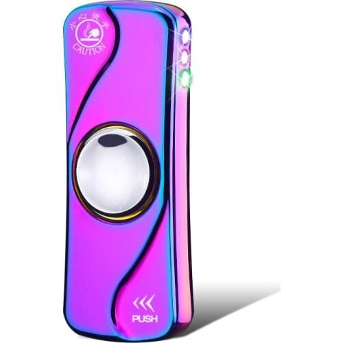 Fingertip gyro cigarette lighter side colorful light creative metal usb rechargeable lighter