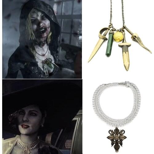 Exotic accessories Vampire Witch Daniela Bela Cassandra Alcina Lady Dimitrescu Cosplay Metal Pearl Necklace Made Woman Jewelry