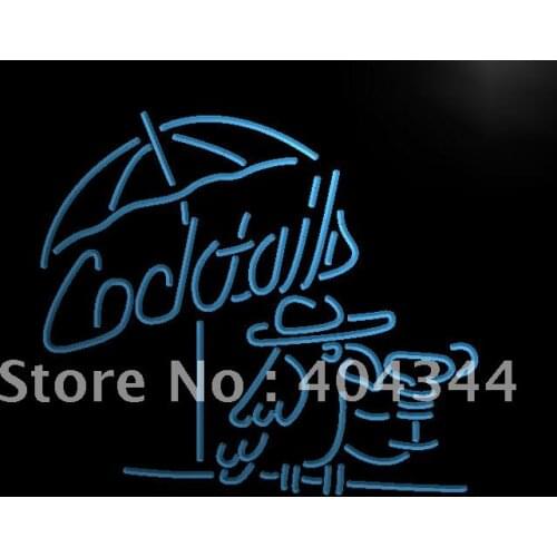 LB337- Cocktails Parrot Bar Pub Club LED Neon Light Sign home decor crafts